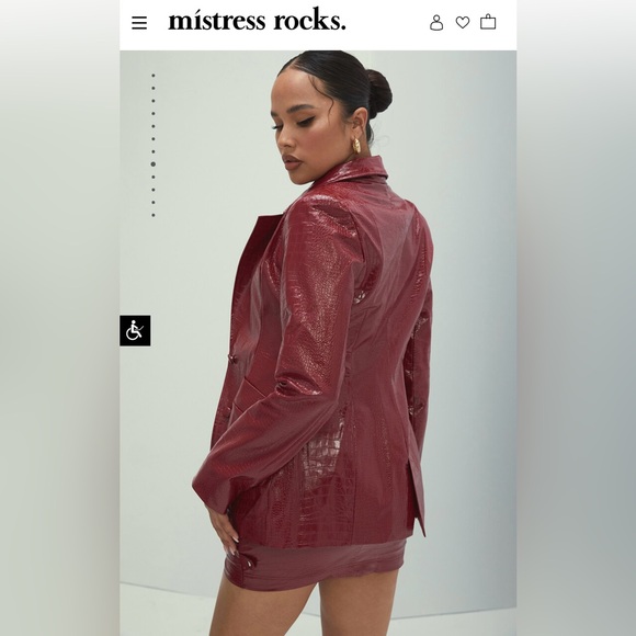 Mistress Rocks Red Croc-Embossed Skirt Set - Picture 2 of 6